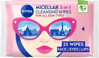 NIVEA Limited Edition Micellar Cleansing Wipes (25pcs), Biodegradable Wipes