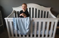 Baby Morgan Thermal Waffle Blanket Nylon Satin Trim - 36x50 Crib White Pink Blue 3