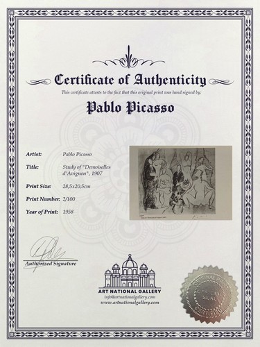 Pablo Picasso, Original Hand-signed Lithograph with COA & Appraisal of $3,500 - Picture 5 of 11