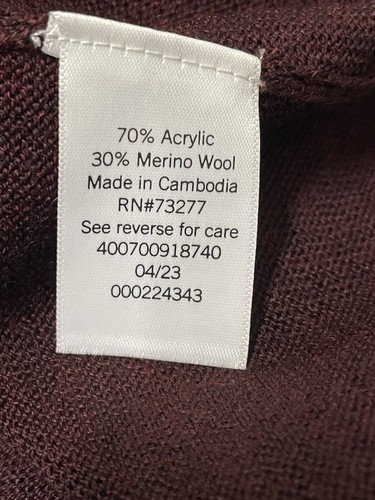 NEW - APT 9 WOOL Sweater - Mens XL 46x28 34" Slv Gray Burgndy Crew - Picture 8 of 9