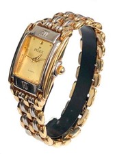 VINTAGE LADIES 18K GOLD PLATED PELEX WATCH - SWISS EBAUCHES LTD QUARTZ MOVEMENT