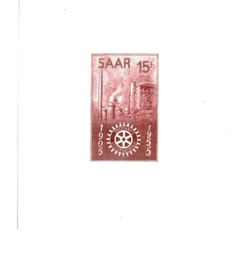 SAAR 1955 - Rotary Int 50 th Anniv - Scott# 254P - 15 f - Die Proof - Scarce - Picture 2 of 2