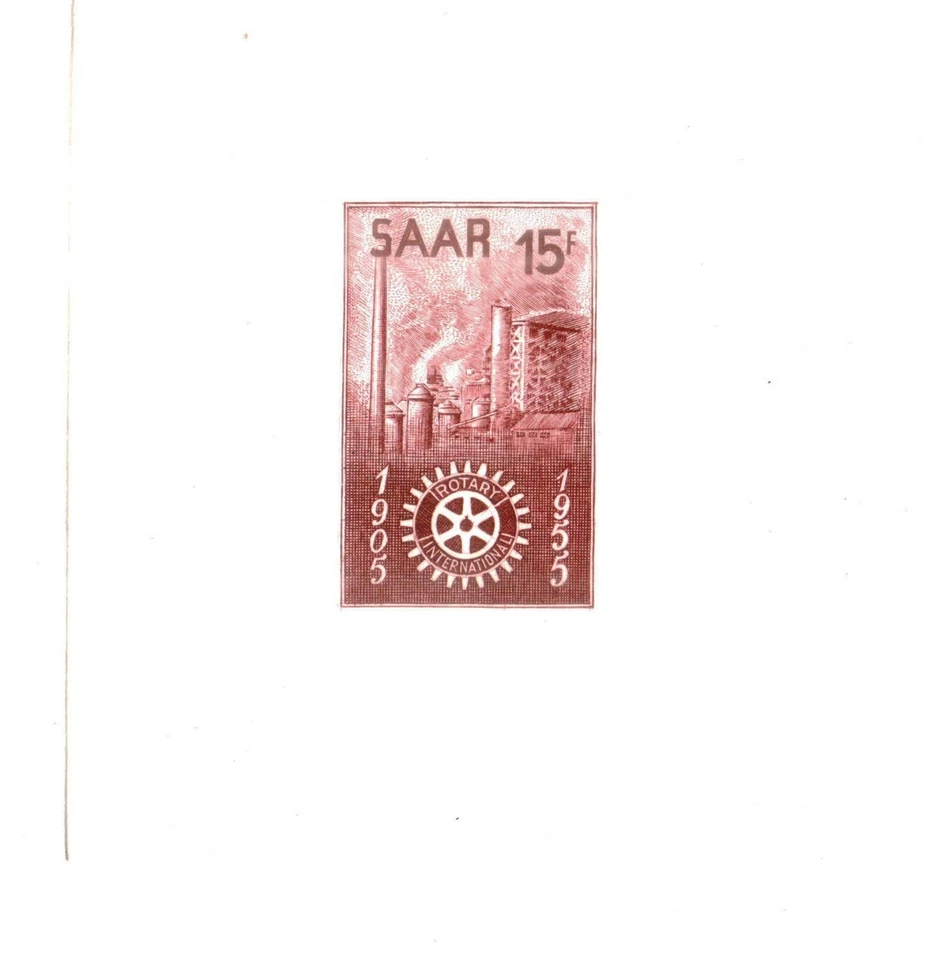 SAAR  1955 -  Rotary Int  50 th Anniv - Scott# 254P - 15 f - Die  Proof - Scarce - Image 2 of 2