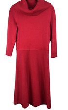 Talbots Turtleneck Mini Dress Small Petite Solid Red Long Sleeve Sweaterdress