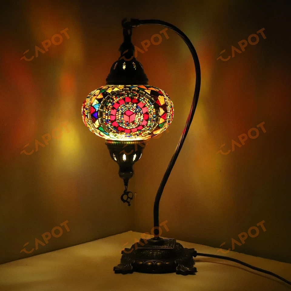 Lampe mosaïque turque marocaine fabriquée à la main Tiffany lampe de bureau - Photo 4/4