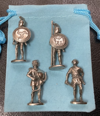 4er Set Silber Zinn griechische Krieger Figuren. - Qualitätsgeschenkidee