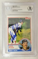Wade Boggs Signed 1983 Topps Rookie Card Beckett Auto Boston Red Sox Baseball 