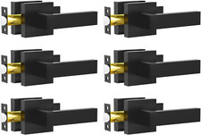 Matte Black Door Lever Set, 6 Pack Heavy Duty Keyless Handles for Any Door