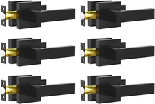 Passage Door Lever, 6 Pack Matte Black Interior Door Handles for Hallway and Clo