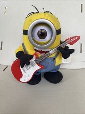 Minion Singing Dancing Plush Rock N Roll Stuart w Red Guitar 10  Works