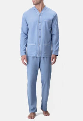 PEROFIL VERONA Pigiama Aperto 100% Filo Scozia BLU-AVIO-BORDEAUX