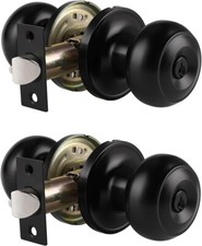 Probrico Matte Black Entry Door Knobs, Entrance Door Knobs with Key