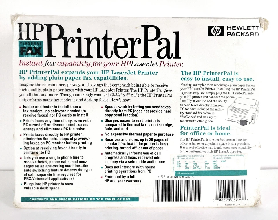 HP Printer Pal Model: C2971A - Receive Faxes on your Deskjet- Sealed New - Image 2 of 4