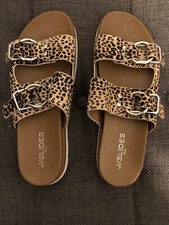 j slides nyc Leopard Print Straps Sz 10 Women s