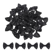 30pcs Black Bow Ties 1.5"x1" Mini Bowknot for Little Satin Bows