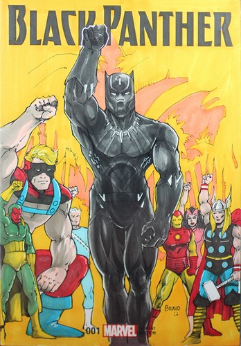 BLACK PANTHER #1 (2016) PGX 9.8 NM/MT Original Sketch Cover by LUIS BRAVO !!! - Picture 2 of 4