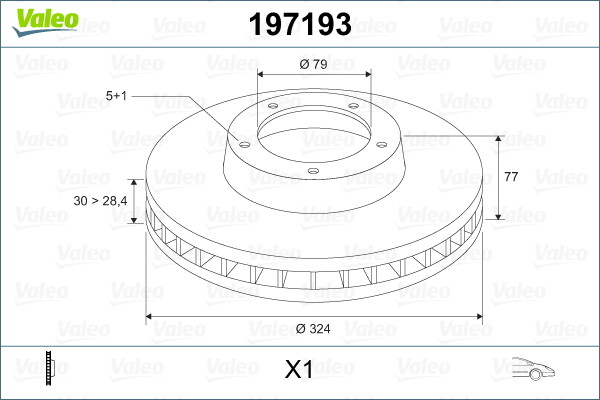 Disque de frein arrière Valeo 197193 pour dispositif de freinage auto