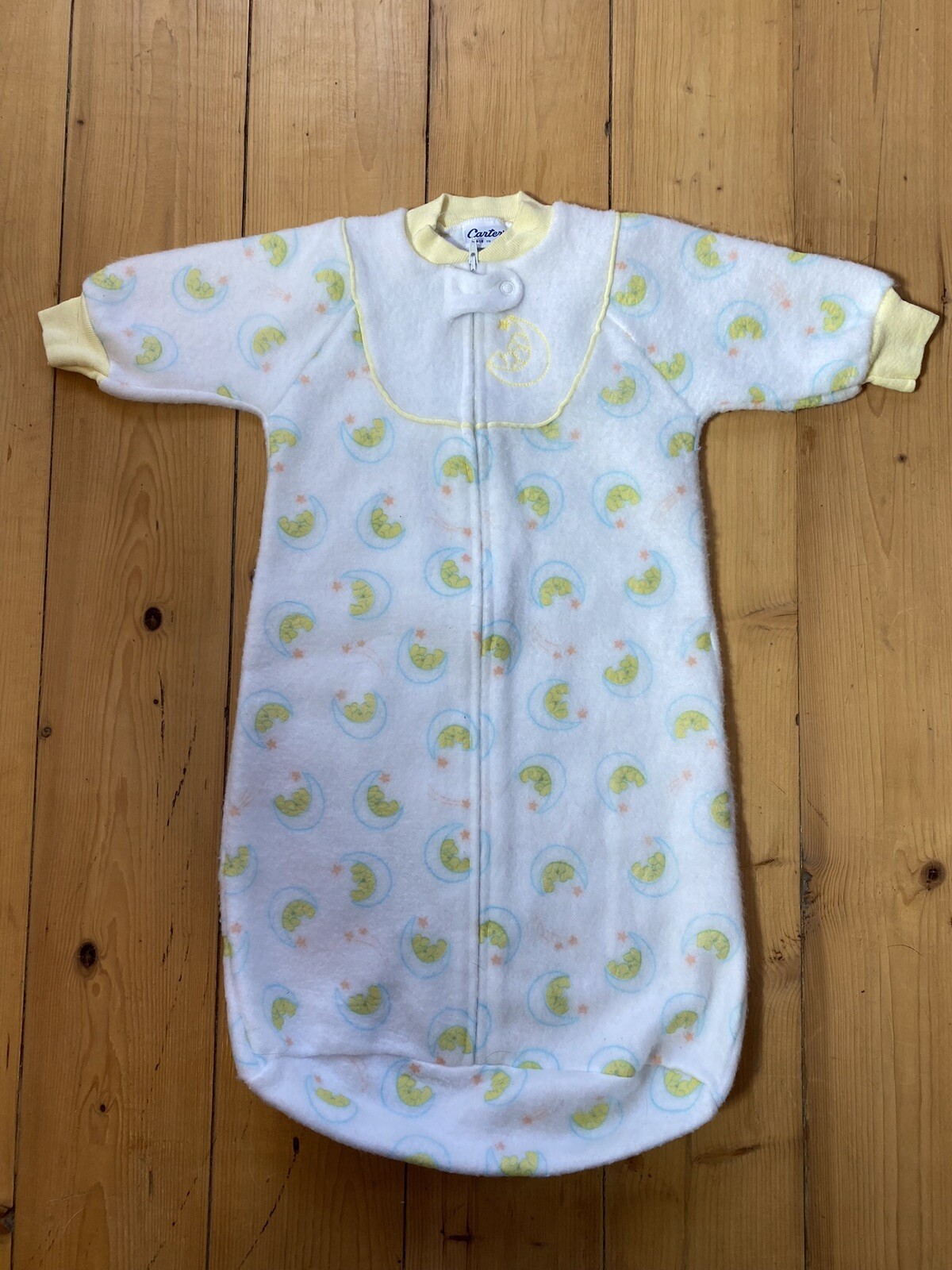 Vintage Carters Fleece Sleep Sack Yellow Moon Up to 20lbs Made in USA