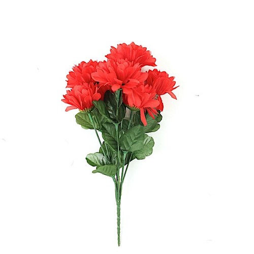 12 Red bushes Silk CHRYSANTHEMUMS Ball Wedding Flowers Bouquets Decorations SALE - Picture 2 of 8