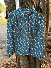 Vintage Blouse Size 14 Colorful Secretary Geek Nerd 