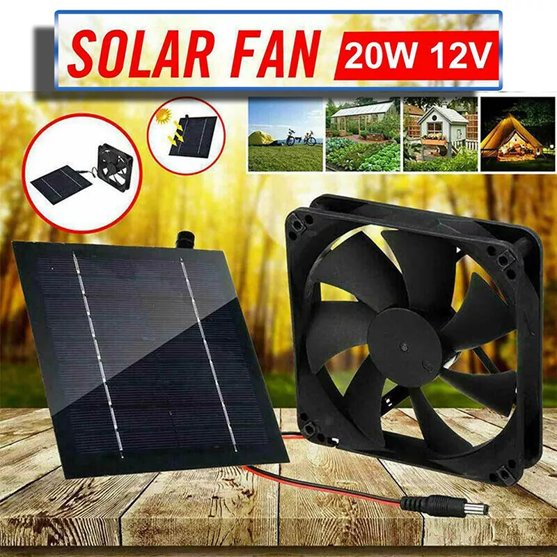 20W Solar Panel Fan Air Ventilator Greenhouse Pet Dog Cat House | eBay