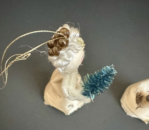 Vintage Antique Spun Cotton Angel Christmas Bottle Brush Tree Candle Putz Lot 2 - Picture 7 of 14