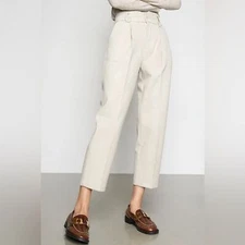 J.ING Beige Wheat Mid Weight High Waist Ankle Trouser Pants Work NWT Women SizeM
