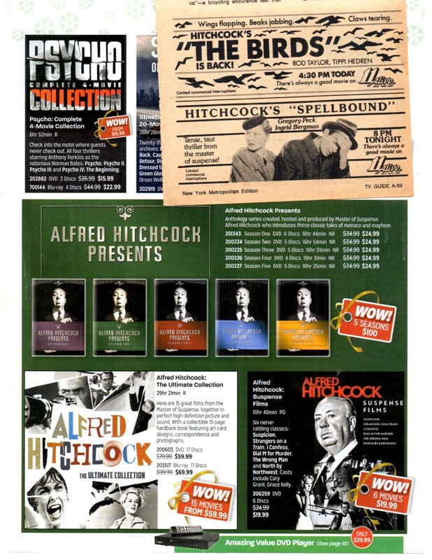 director Alfred Hitchcock + his movies: 50 separate-original clippings pages lot