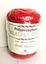 Vintage Braided Cord Macrame Rope Red 100 Yards 6 mm SEALED Large Roll