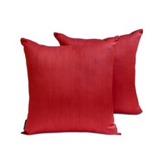 Art Silk Plain, Solid Pack of 2, 16"x16" Throw Pillow Cover - Blood Red Luxury