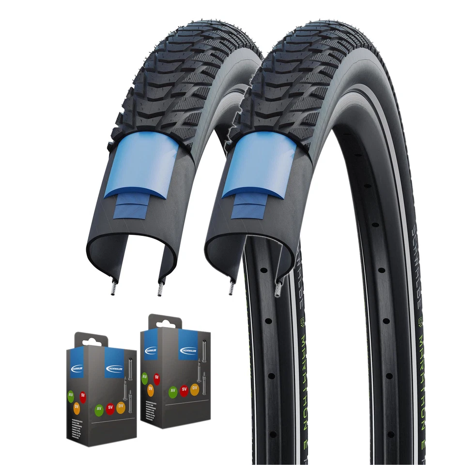2 x Schwalbe Marathon E-Plus Reifen + Schlauch im Set - 2025 - ECE-R75 E-Bike