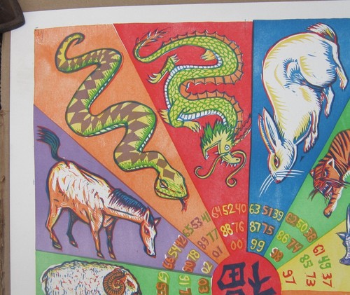 Vtg JIM POLLOCK 2006 CHINESE ZODIAC WHEEL 20" x 26" POSTER Lunar New Year PHISH - 第 2/8 張圖片