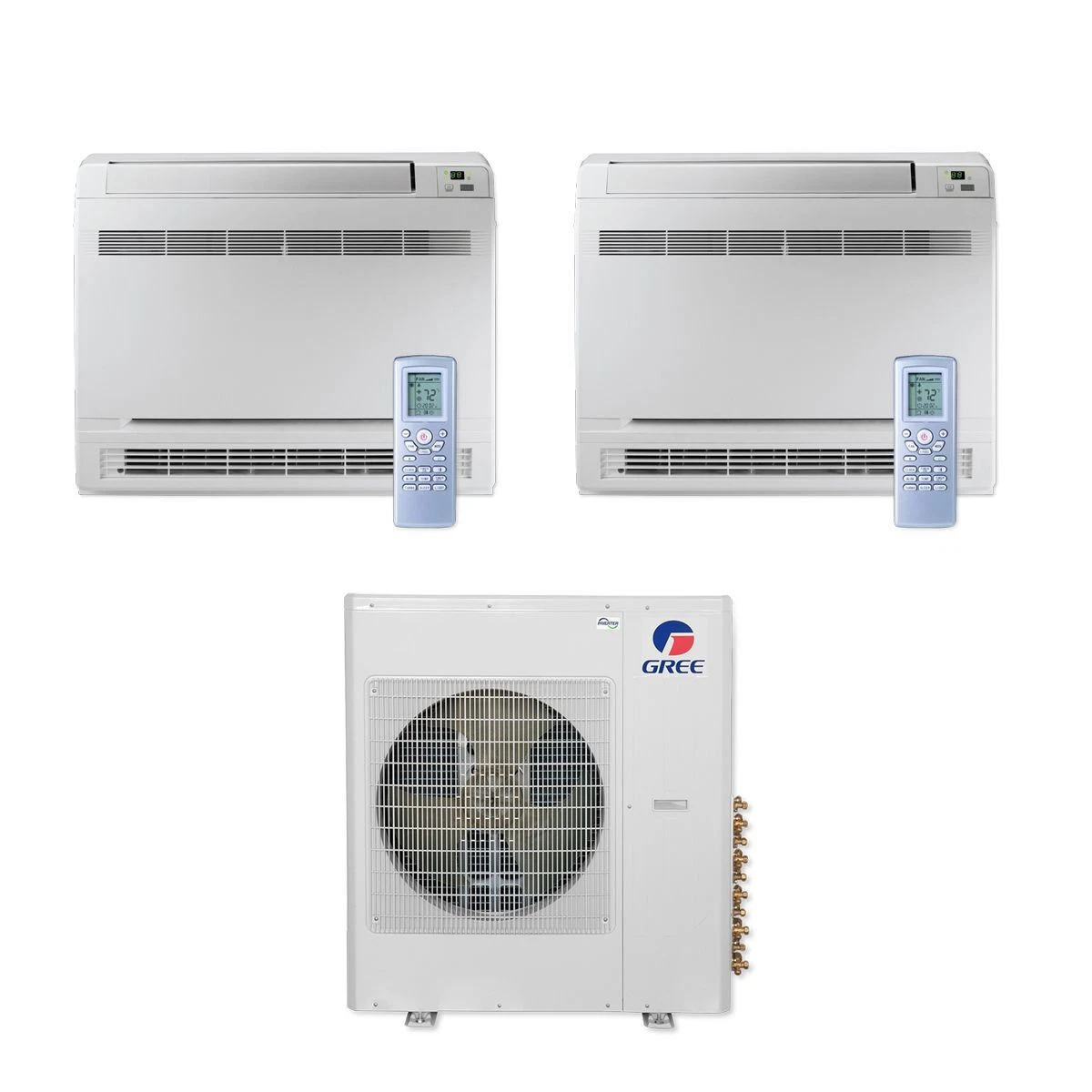 Gree 42K BTU Multi21+ 2 Zone Floor Console Mini Split 208-230V (9, 18) |  eBay
