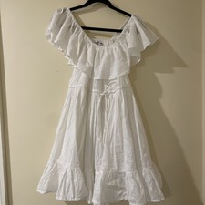 urban outfitters ruffled off shoulder mini dress white M w/pockets