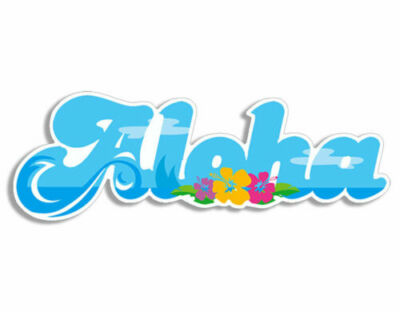 8cm 2xAufkleber Sticker Decal Laptop Farbe bunt Aloha Ocean Scene Hawaii F290
