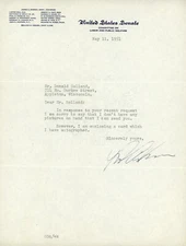 Vermont Senator George D. Aiken Signed Letter & Card