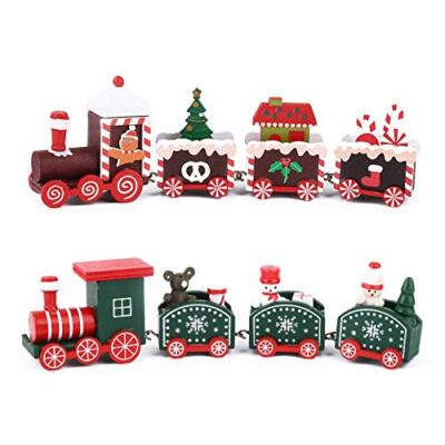 BHGT Mini Trenino in Legno Rosso Ornamento Natalizio da Tavolo Noel Decorazione Natalizia Oggetti Natallizi Addobbi per Natale Casa Regalo Festa
