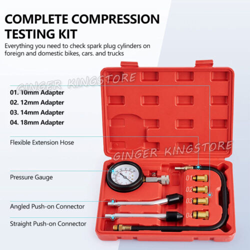 Petrol Engine Compression Tester Kit Tool Set For Automotives Motorcycle AU SHIP - Picture 3 of 10