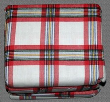 4-Pc London Fog Tartan Plaid Red Yellow Black Queen Flannel Sheet Set NIP 2021