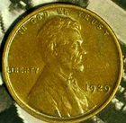 WORLD COIN SALE--1929  UNITED STATES ONE CENT WHEATBACK COPPER COIN KM# A132