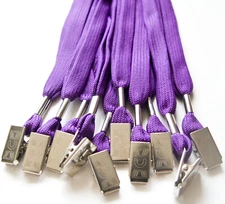 PACK of 1000 PCS PURPLE NECK FLAT LANYARD ID BADGES STRAP WITH BULLDOG CLIP