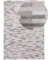 Origineller, Moderner Teppich Aus Echtleder Grau 160 X 230 Cm Ahilli