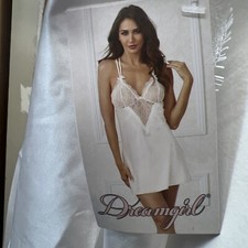 Dreamgirl Lingerie White Lace Satin Nighty 12028 Small