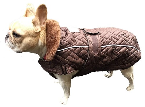 Bulldogge Hundemantel weich bequem Französische Bulldogge Mops warm Wintermantel braun & Latz  - Bild 5 von 8
