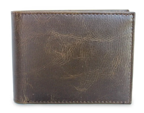 Cartera Doble Plegable Cuero Bisonte Suave Genuino con Ala, PROTECCIÓN RFID, 3 Bolsillos Foto 2 de 2