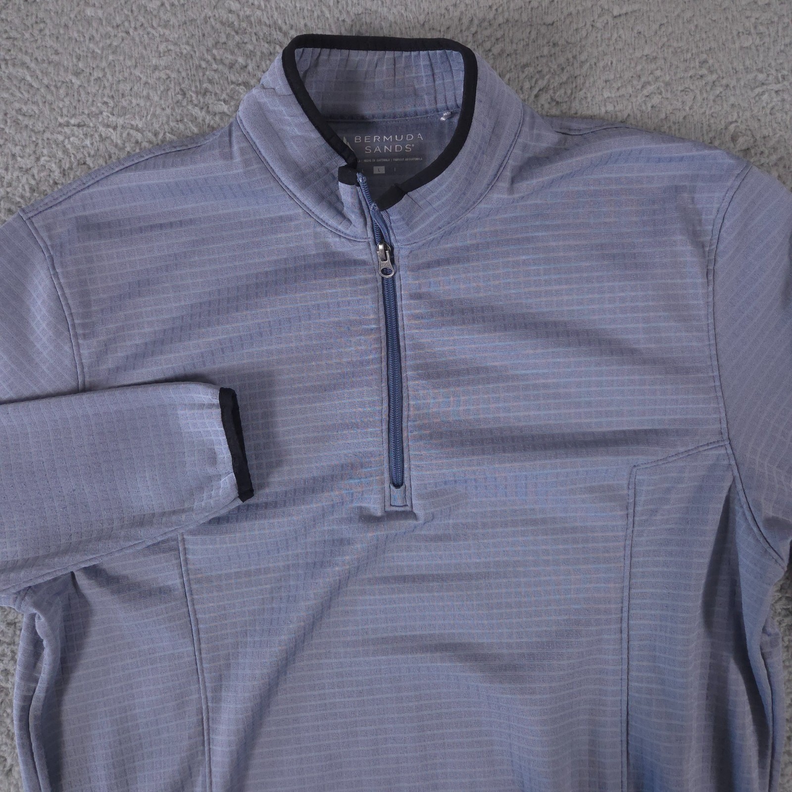 Bermuda Sands Pullover Mens Large Gray 1/4 Zip Textured Thermal Outdoor Golf