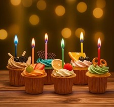 12 Geburtstagskerzen Mit farbige Flammen Kuchenkerzen zum Stecken Kinder bunt