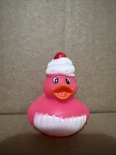 Strawberry Cupcake Pink Rubber Duck Squeeze Toy Bathtub Float