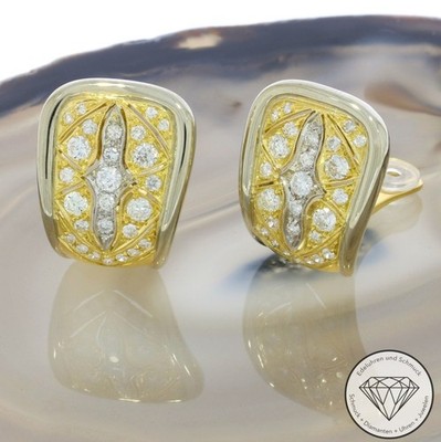 Wert 8.570,- Brillant Ohrclips 1,60 Carat 750 / 18 Karat Gelb Weiß Gold xxyy