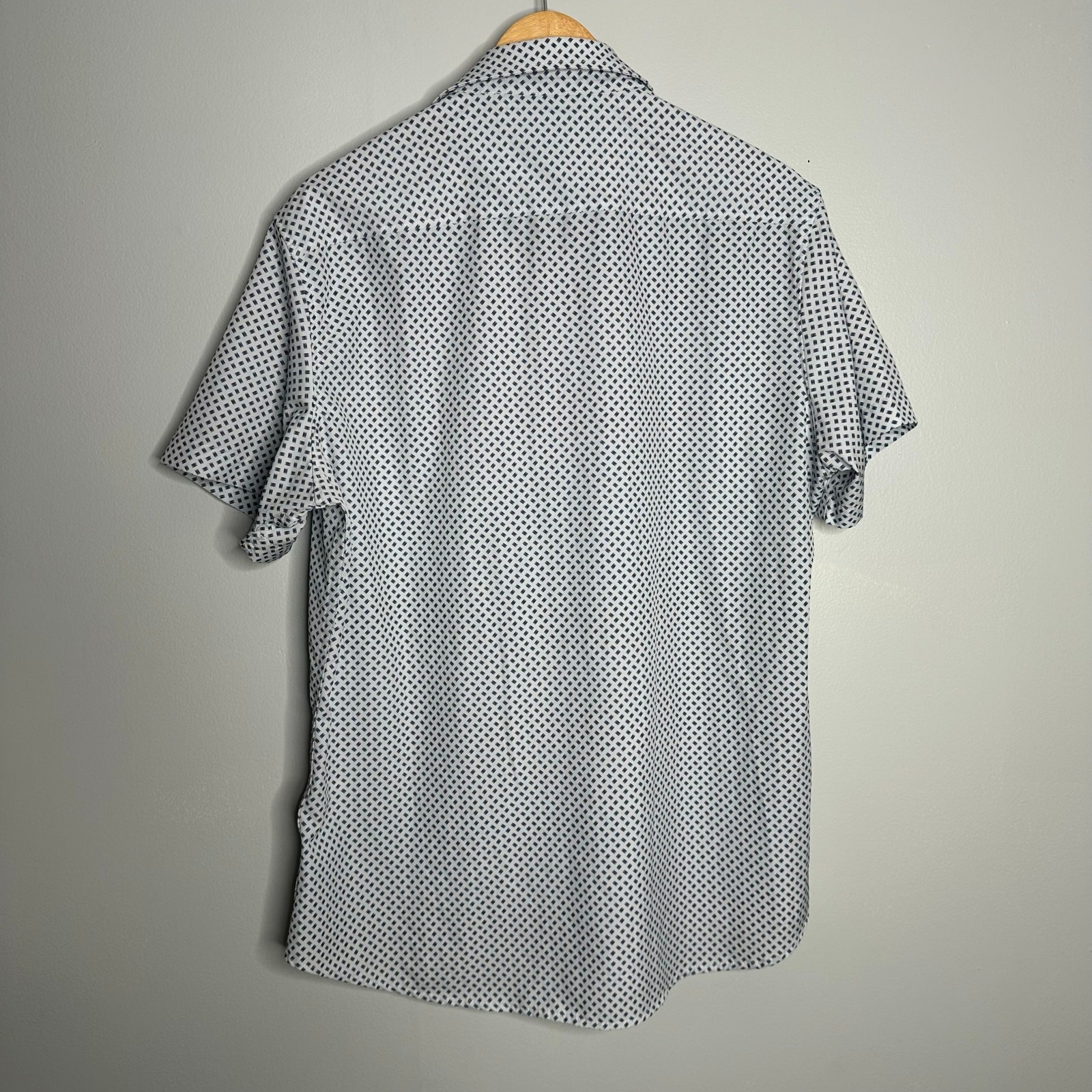 Jachs New York Button Down Shirt Mens L White Blue Geometric Stretch EUC Tribeca image 9